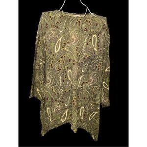 Stunning Original Anthony Women's Size 1x Swirled parsley cotton Blouse Tunic gr